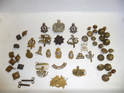 Lot 95 - A Small Quantity of Military Cap Badges, shoulder titles, rank pips and buttons