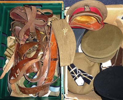 Lot 109 - A Collection of Militaria, including five Sam Browne belts, stable belts, puttees, spats, a pair of