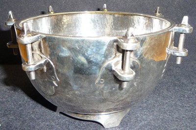Lot 115 - A Silver Cromwellian Cavalry Drum Bowl, by E.A.Jones, London 1914, with beaten interior and...