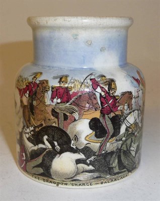 Lot 128 - A Pratt Pottery "Crimean War" Paste Jar, of cylindrical form, printed in colours with The...