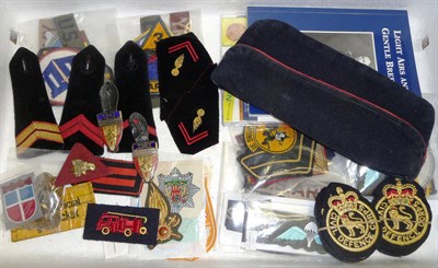 Lot 144 - A Quantity of Militaria, comprising assorted British and Foreign Fire Service badges, Second...