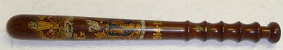Lot 158 - A George V 1914-1918 Police Truncheon, in rosewood, decorated with a transfer of King's crown...