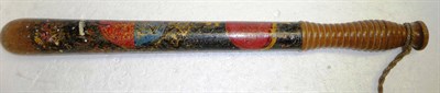 Lot 168 - A Victorian Ebonised Wood Truncheon to the River Tyne Police, painted with crowned Royal Coat...