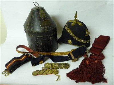 Lot 173 - A Post 1902 Blue Cloth Spiked Helmet to an Officer of the 7th West Riding Regiment, by Hobson &...