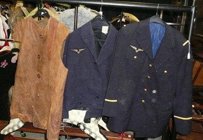 Lot 198 - A Rare French Air Force Tunic, and a battledress blouse; an Early ATS Pattern Leather Jerkin,...