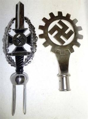 Lot 209 - A Copy of a German Third Reich DAF Flag Pole Finial, in white metal, 25cm; a Copy of an NSKOV...