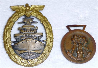 Lot 222 - A German Third Reich High Seas Fleet War Badge First Type, the back with moulded mark "FEC....