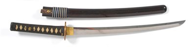 Lot 246 - An 18th Century Japanese Wakizashi, the unsigned 42cm steel blade with billowing hamon, burr...