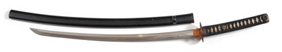 Lot 257 - A Japanese Katana with Civilian Mounts, Late Koto, the 62.5cm blade with undulating yakiba, the...