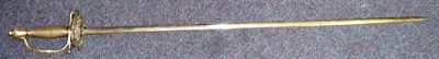 Lot 283 - A Georgian Small Sword, the 80cm double edge steel blade faintly engraved with tendrils, the silver