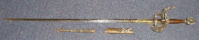 Lot 294 - A Swept Hilt Rapier in the 17th Century Style, the 79.5cm double edge steel blade with two...