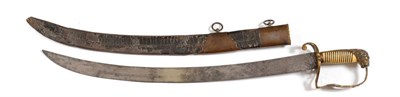 Lot 300 - A Georgian Naval Sword, with 61cm plain single edge draw-back curved steel blade, the gilt...