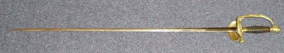 Lot 309 - A 19th Century French Naval Court Sword, the 76cm diamond section steel blade faintly etched...