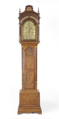 Lot 1316 - A Mahogany Chiming Longcase Clock, case with pagoda pediment, Corinthian stop brass fluted columns