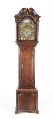 Lot 1317 - A Mahogany Eight Day Longcase Clock, case with swan neck pediment, fluted columns, wavy shaped...