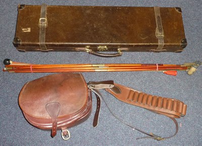 Lot 362 - A Brown Leather Shotgun Case, with brass buckles, the green baize lined interior fitted to take...