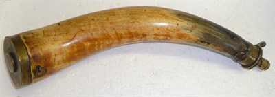 Lot 365 - A 19th Century Powder Horn, with brass charger and mounts stamped James Dixon and Son,...