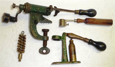 Lot 382 - A Set of 12 Bore Cartridge Reloading Equipment, comprising a roll turnover tool, a capper...