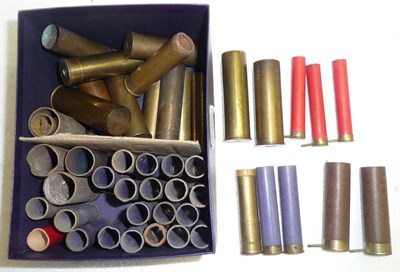 Lot 384 - A Quantity of Collector's Cartridge Cases, comprising:- thirteen brass examples of two 10 bore, two