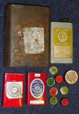 Lot 387 - A Curtis & Harvey Smokeless Diamond Sporting Powder Tin, with paper labels, two smaller red painted