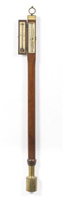 Lot 1323 - A Mahogany Ship's Stick Barometer, signed Dollond, London, 19th century, the nicely coloured...