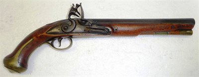 Lot 418 - A George III Flintlock Heavy Dragoon Pistol, the 25.5cm barrel with ordnance marks, the rounded...