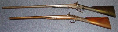 Lot 452 - A Late 19th Century Pin Fire Double Barrel Sporting Gun, with 76cm damascus barrels, foliate...