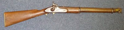 Lot 460 - A Tower/Enfield Percussion Cap Two Band Cavalry Carbine, the 53cm steel barrel with simple V...