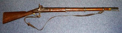 Lot 467 - A British Percussion Cap Three Band Musket, with 79.5cm steel barrel, the earlier rounded steel...