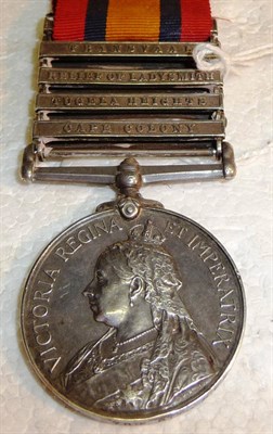 Lot 3 - A Queen's South Africa Medal 1899, with four clasps CAPE COLONY, TUGELA HEIGHTS, RELIEF OF...