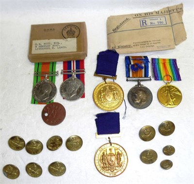 Lot 5 - A First World War Pair, awarded to 96377 PTE.J.H.WOOD. R.F.C., comprising British War Medal and...