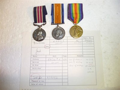 Lot 10 - A First World War Gallantry Group of Three Medals, awarded to 204463 PTE.J.BLOOM. 1/6W.RID:R.-T.F.