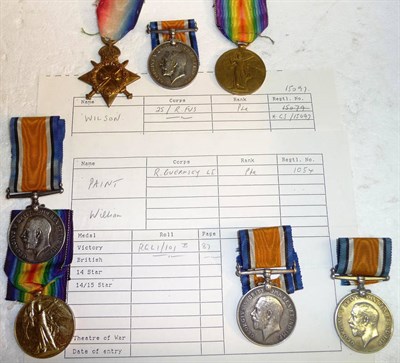 Lot 11 - A First World War Trio, awarded to 15097 PTE.R.WILSON. R.FUS., comprising 1914-15 Star, British War