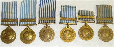 Lot 56 - Six United Nations Korea Medals, un-named, with ribbons