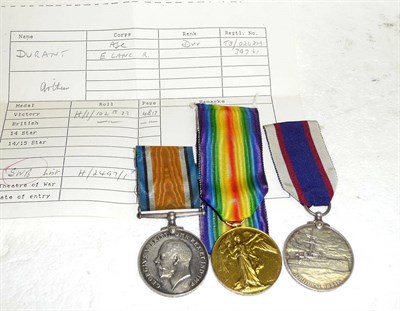 Lot 59 - A First World War Pair, to 13-026209 DVR.A.DURANT.A.S.C., comprising British War Medal and...