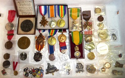 Lot 63 - Six Single First World War Medals:- two 1914-15 Stars, to 03966 CPL.W.HARVEY.A.O.C and 12335...