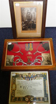 Lot 71 - A First World War Pair, awarded to 84341 GNR.A.ASHBY. R.A., mounted in a glazed display case with a