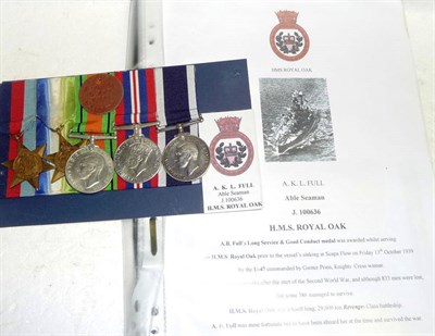 Lot 86 - An Interesting Second World War Royal Navy Group of Five Medals, awarded to J.100636 A.K.L.FULL...