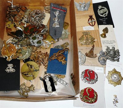 Lot 104 - A Quantity of Military Cap Badges, helmet plates, shoulder titles and collar badges, including copy