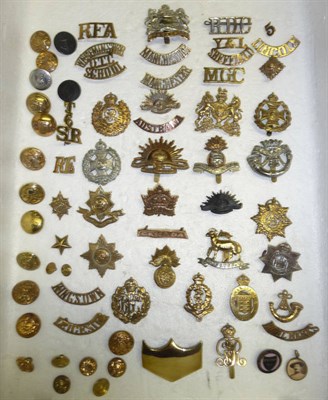 Lot 109 - A Collection of Forty Military Cap Badges and Shoulder Titles, including Canadian, Manchester...