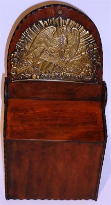 Lot 114 - An American Walnut Candle Box, of six board construction, with chip carved edges, the...