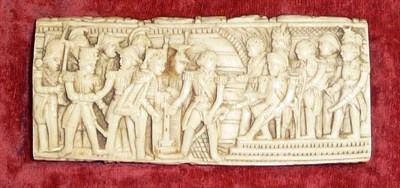 Lot 115 - A Napoleonic Ivory Panel, of rectangular form, well carved with a meeting of Napoleon with the...