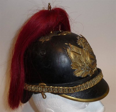 Lot 171 - A Late 19th/Early 20th Century Portuguese Leather Artillery Officer's Helmet, the skull with...