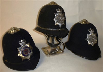 Lot 176 - Two Cork Lined Police Helmets, to British Transport Police and West Mercia Police, with white metal