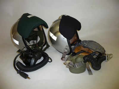 Lot 180 - An Air Ministry Fighter Pilot Helmet Mk1A, size 3 narrow, in silver, the visor with cloth...