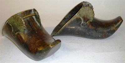 Lot 194 - A Pair of Late 18th/Early 19th Century Spanish Conquistador Brass Stirrups, of shoe shape, the...