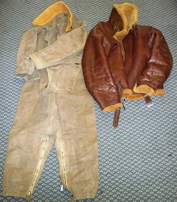 Lot 196 - A Second World War Flying Suit and Sheepskin Lined Leather Flying Jacket, to Flight Sergeant Joseph