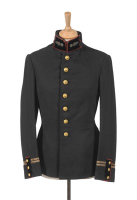 Lot 200 - A French Lieutenant's Tunic, circa 1900 (Engineers), with red piped black velvet cuff patches...