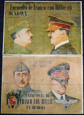 Lot 203 - Two German Third Reich Spanish/German Propaganda Coupons, "Entravista de Franco Con Hitler en...