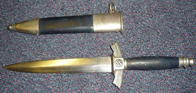 Lot 217 - A Copy of a German Third Reich NSFK Flyer's Dagger, the double edge steel blade with medial...